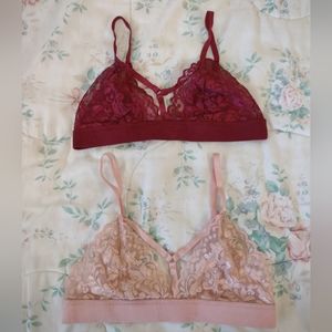 Lot of 2 PJ Salvage Lace Bralettes